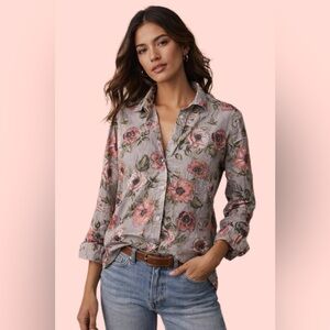 Eden & Olivia Floral 100% Cotton Blouse – Size L